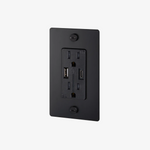 Modern Black Smart Wall Outlet with Dual USB Ports