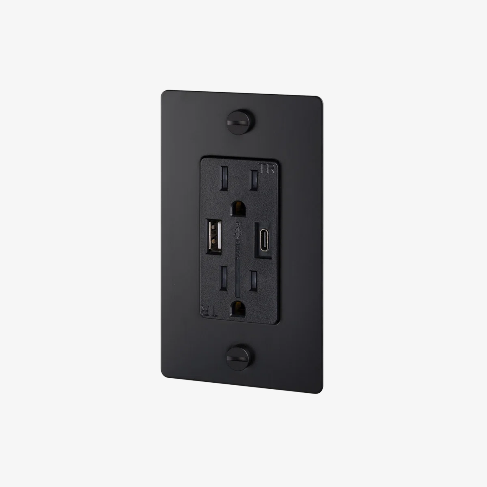 Modern Black Smart Wall Outlet with Dual USB Ports