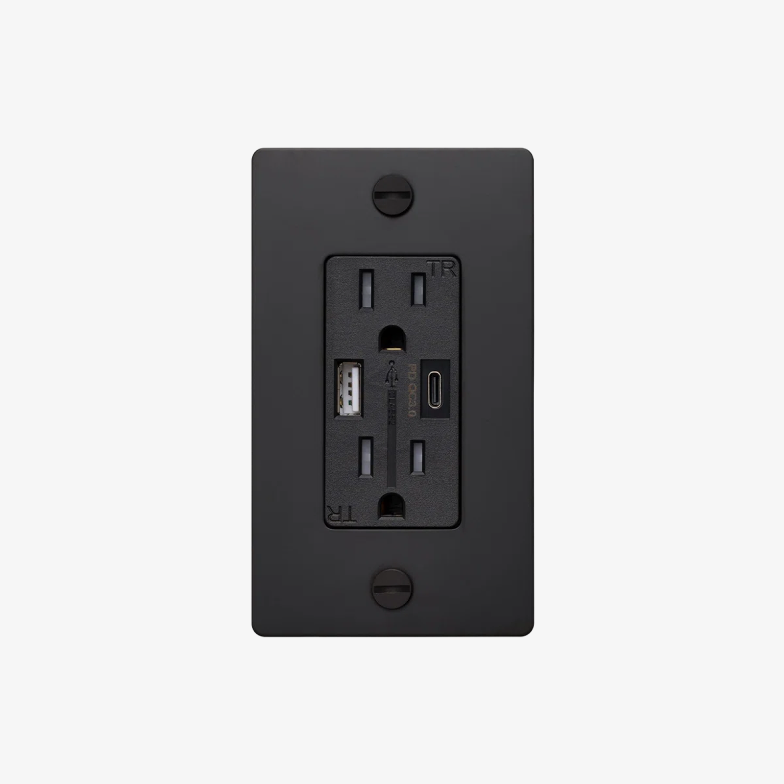 Modern Black Smart Wall Outlet with Dual USB Ports