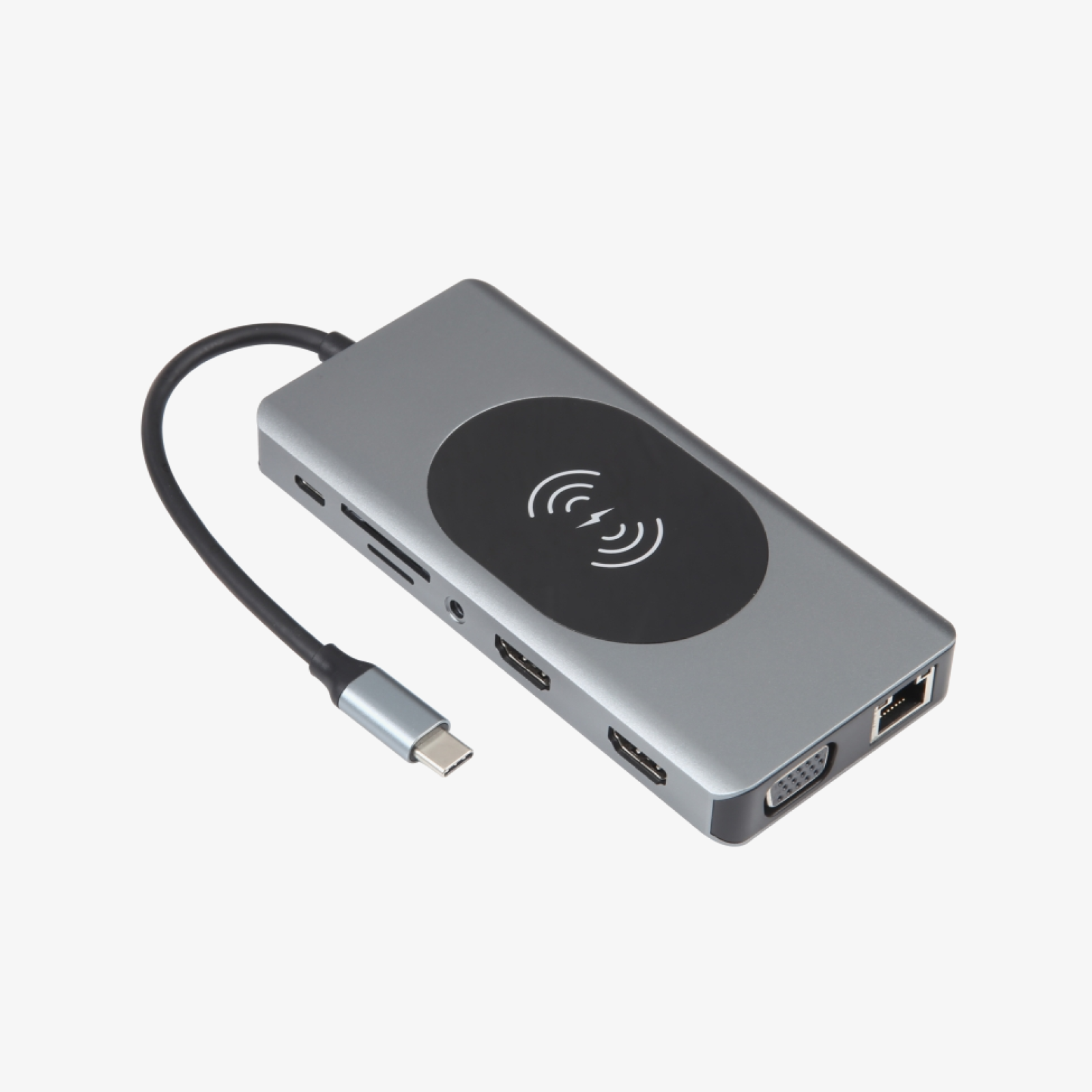 USB-C Docking Station with Wireless Charging Pad