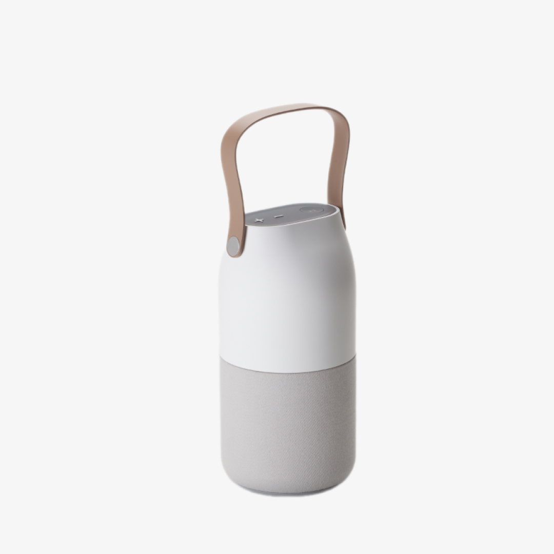 LumaCarry Lantern Speaker – Leather Handle (White Sand)