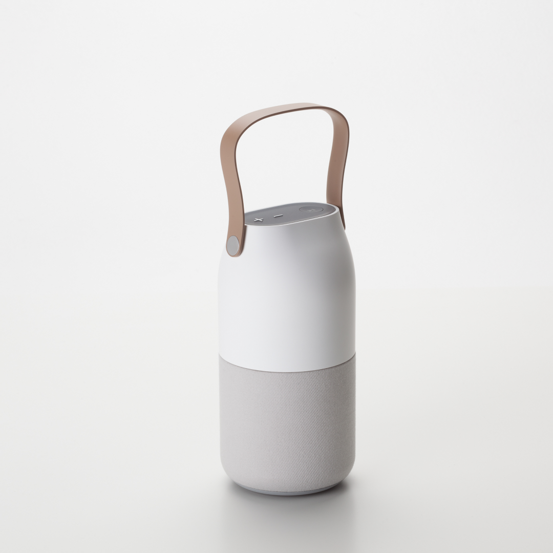LumaCarry Lantern Speaker – Leather Handle (White Sand)