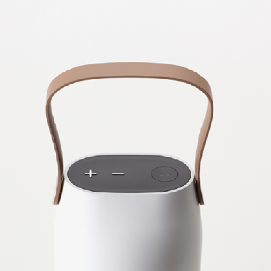 LumaCarry Lantern Speaker – Leather Handle (White Sand)
