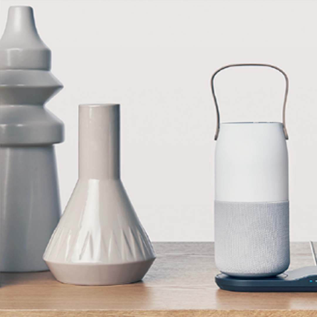 LumaCarry Lantern Speaker – Leather Handle (White Sand)