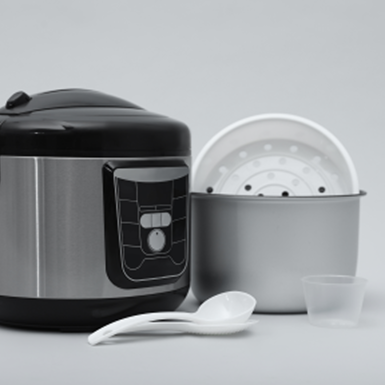 Black Multi-Function Rice Cooker with Steaming Basket — 8-Cup