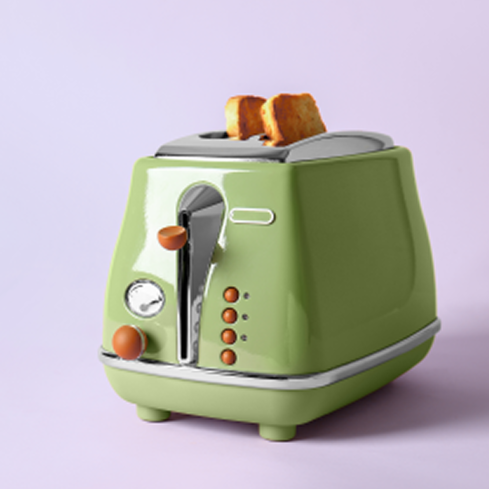 Retro Green 2-Slice Toaster — Vintage Style with 6 Browning Levels